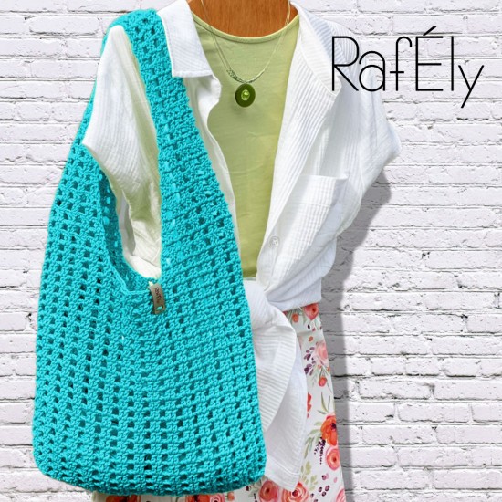 Sac Fourre-tout style filet - couleur turquoise